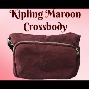 Beautiful EUC Burgundy Kipling Crossbody